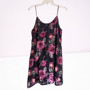 Mi Ami Slip Dress Black Pink Floral Romantic Y2K Burnout Velvet Whimsgoth